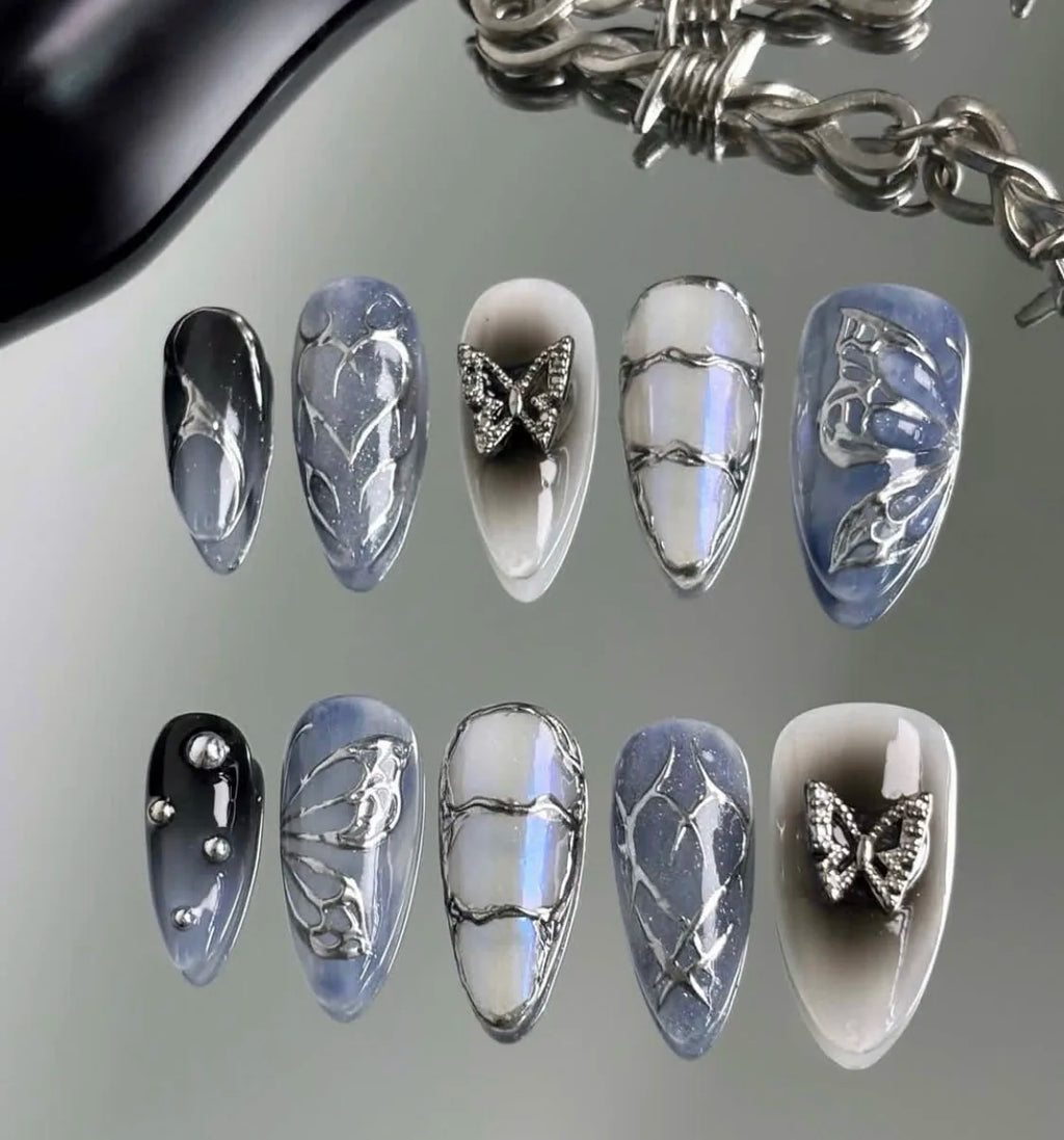 Faux ongles amande peints à la main, lot de 10 pièces, personnalisables, pour femme, Press-on tendance