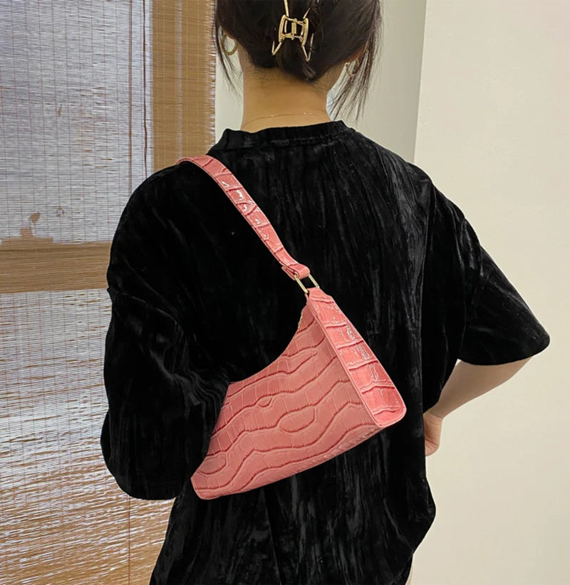 Sacs en cuir PU pour femmes, sac à main à motif d'alligator, petit sac messager sous les bras