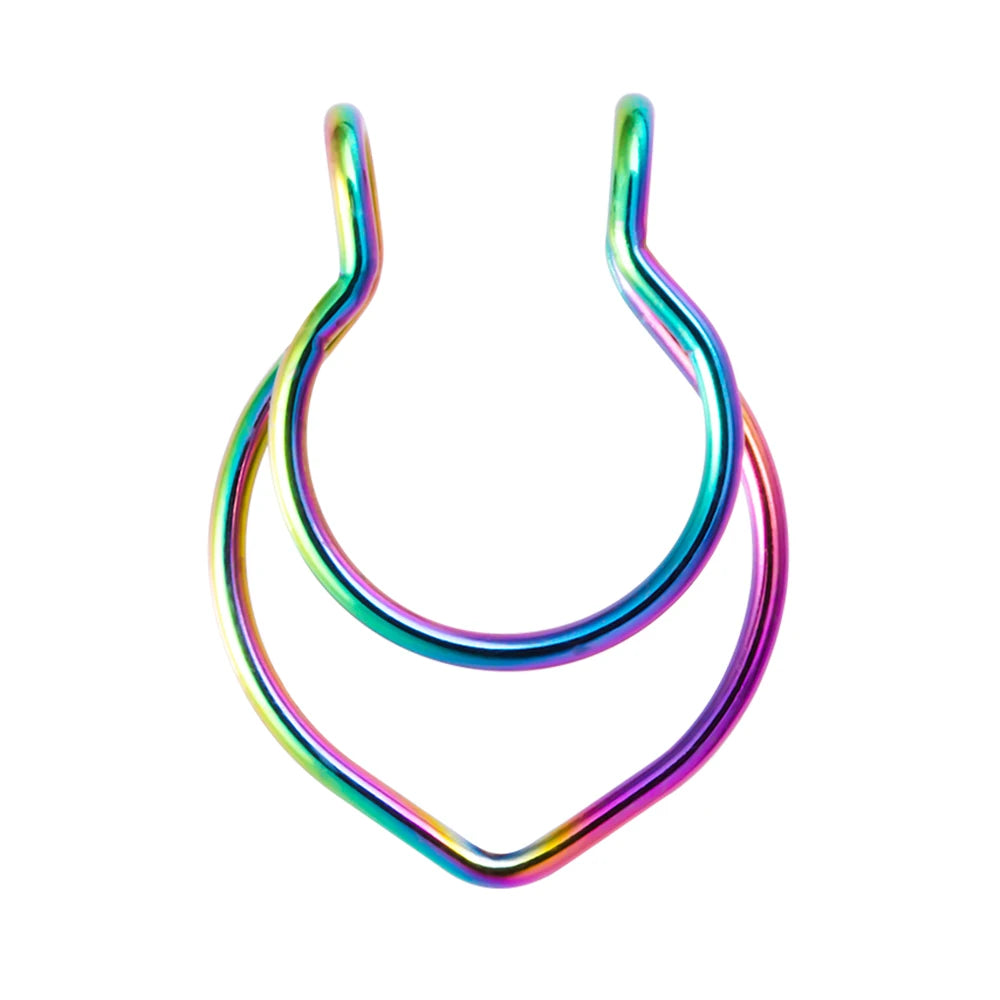 1pc Faux anneau de nez pour femmes hommes 20G acier chirurgical Faux Piercing bijoux faux Piercing cerceau lèvre Septum nez anneaux bijoux de corps