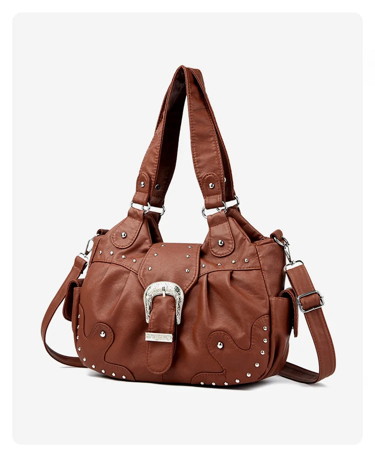 Sac à main rétro tendance avec fermeture éclair, imperméable, grande capacité, au style haut de gamme et luxueux. Sac bandoulière polyvalent et léger pour femme