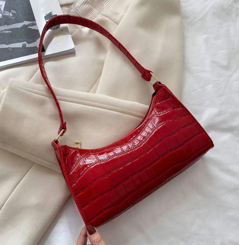 Sacs en cuir PU pour femmes, sac à main à motif d'alligator, petit sac messager sous les bras