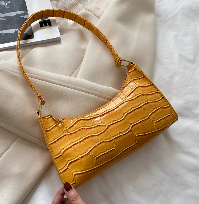 Sacs en cuir PU pour femmes, sac à main à motif d'alligator, petit sac messager sous les bras
