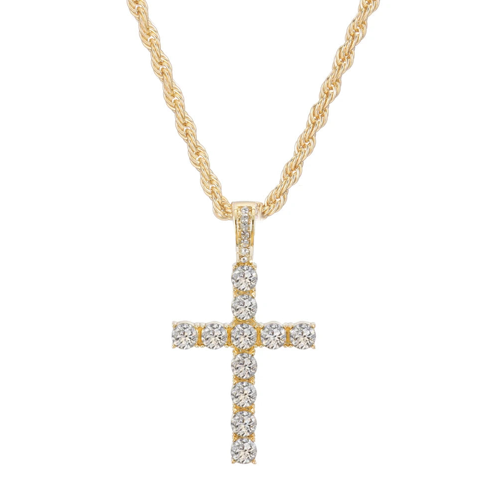 Collier pendentif croix Hip Hop pour hommes et femmes, bijoux scintillants exquis, mode chic et créative, Tennis, 4mm