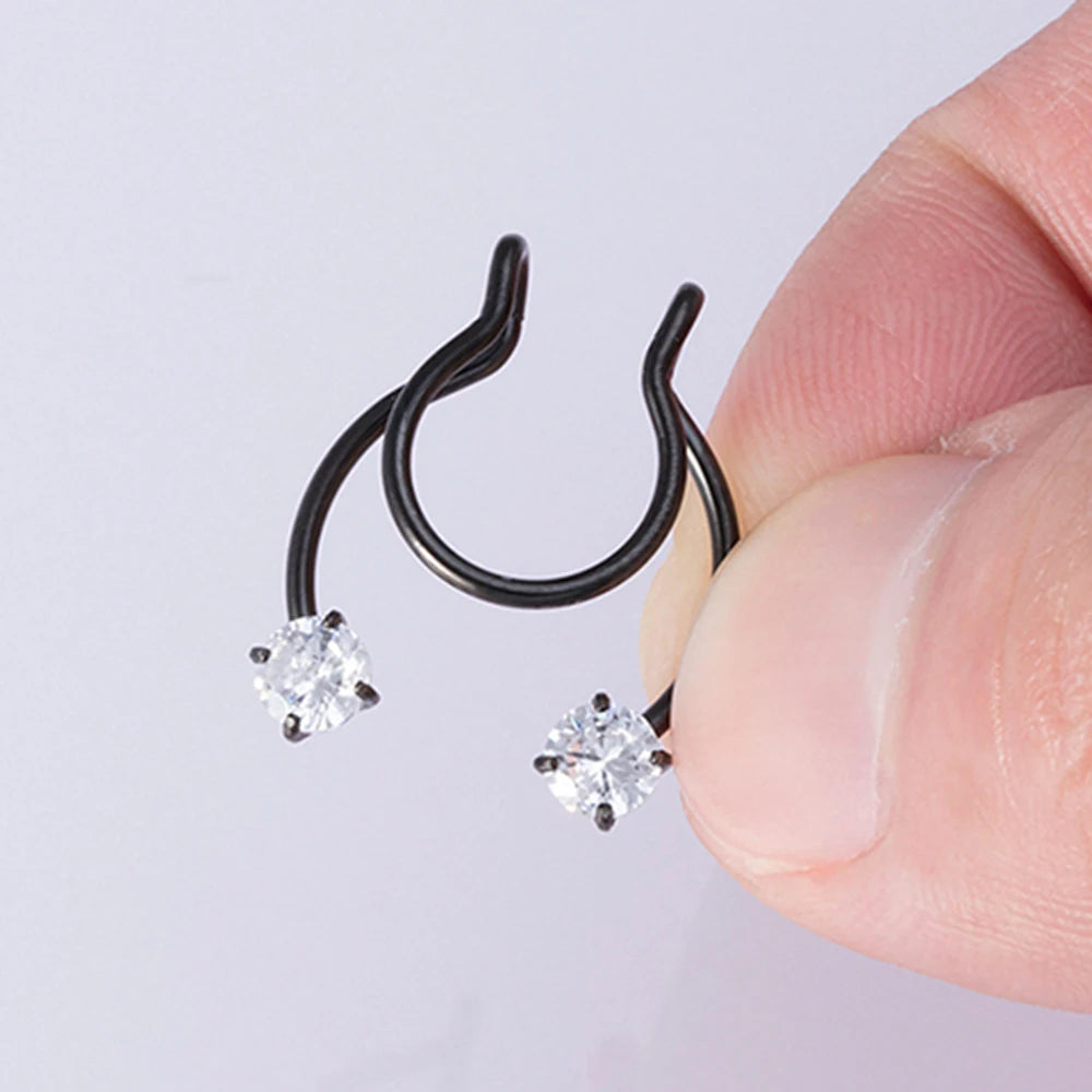 1pc Faux anneau de nez pour femmes hommes 20G acier chirurgical Faux Piercing bijoux faux Piercing cerceau lèvre Septum nez anneaux bijoux de corps