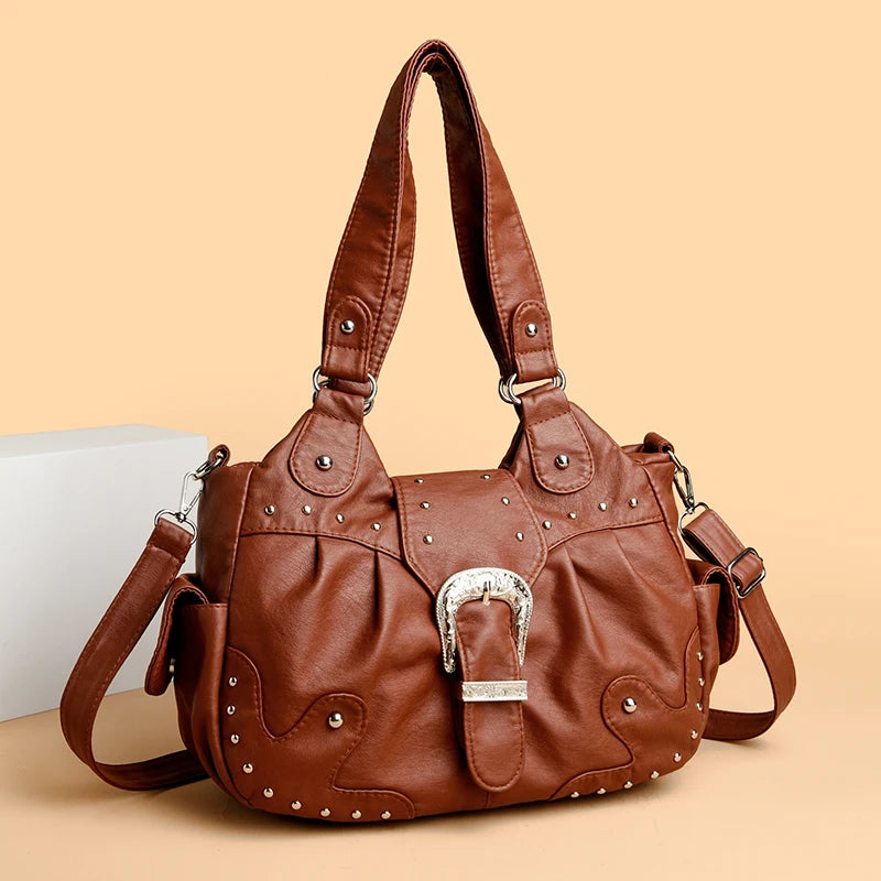 Sac à main rétro tendance avec fermeture éclair, imperméable, grande capacité, au style haut de gamme et luxueux. Sac bandoulière polyvalent et léger pour femme