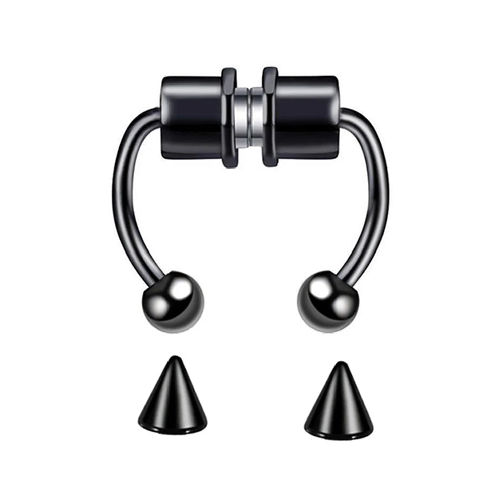 1pc Faux anneau de nez pour femmes hommes 20G acier chirurgical Faux Piercing bijoux faux Piercing cerceau lèvre Septum nez anneaux bijoux de corps