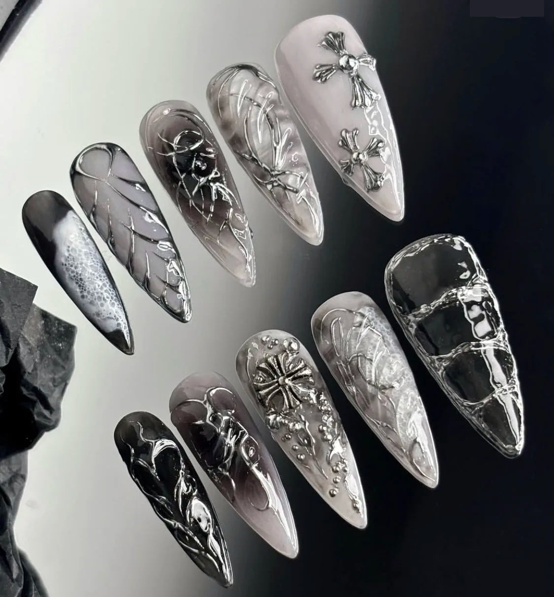 Faux ongles amande peints à la main, lot de 10 pièces, personnalisables, pour femme, Press-on tendance
