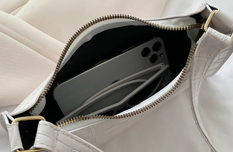 Sacs en cuir PU pour femmes, sac à main à motif d'alligator, petit sac messager sous les bras