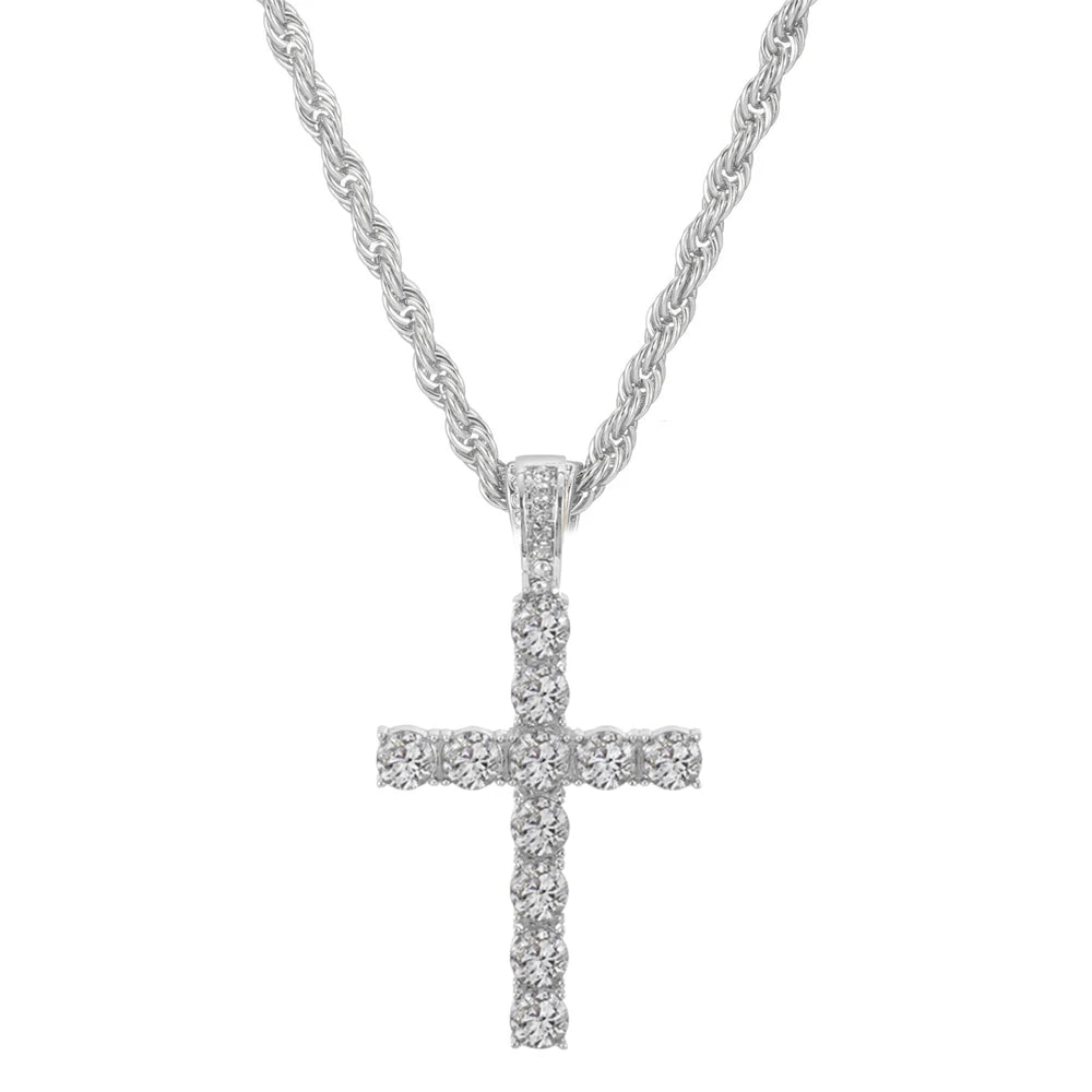 Collier pendentif croix Hip Hop pour hommes et femmes, bijoux scintillants exquis, mode chic et créative, Tennis, 4mm