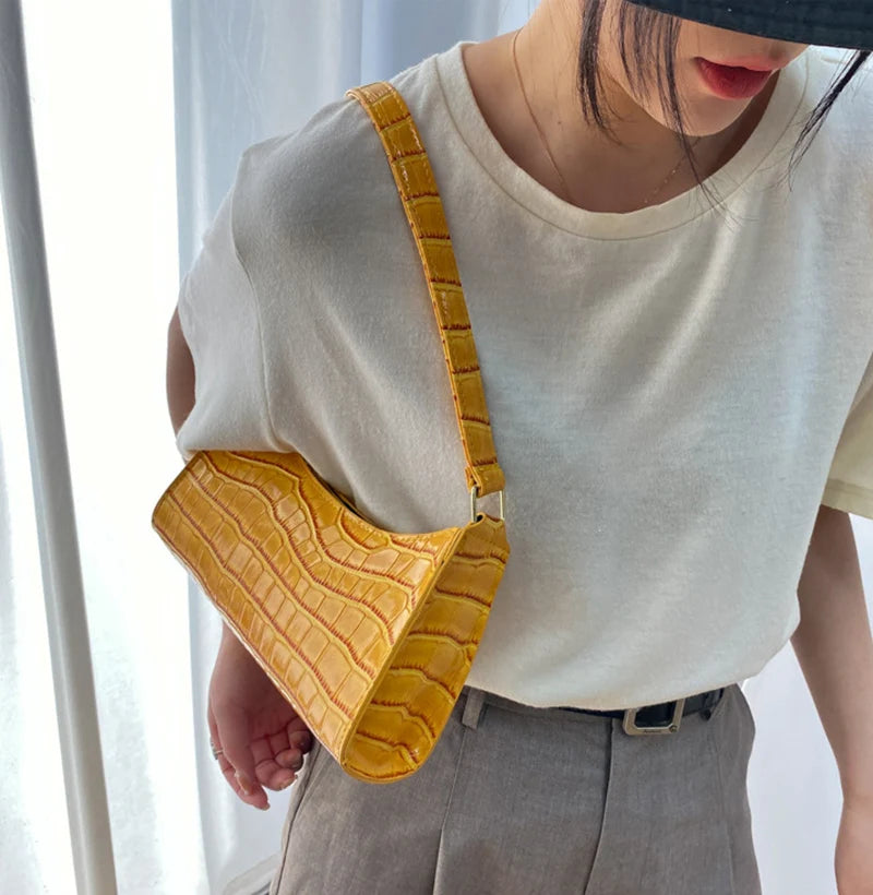 Sacs en cuir PU pour femmes, sac à main à motif d'alligator, petit sac messager sous les bras