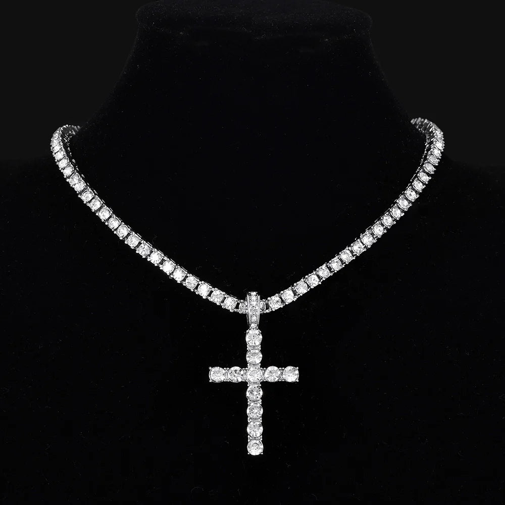 Collier pendentif croix Hip Hop pour hommes et femmes, bijoux scintillants exquis, mode chic et créative, Tennis, 4mm