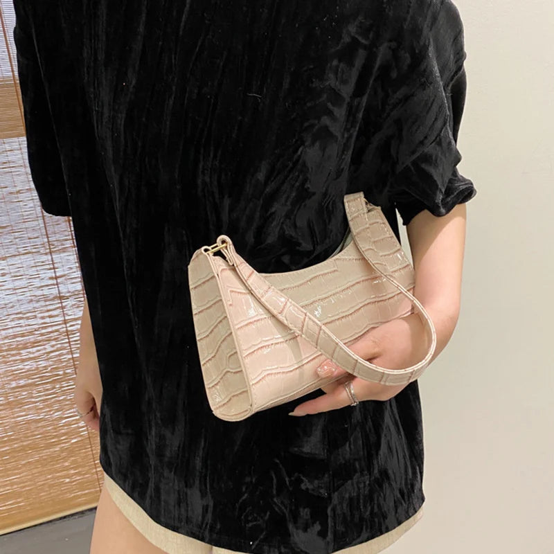 Sacs en cuir PU pour femmes, sac à main à motif d'alligator, petit sac messager sous les bras