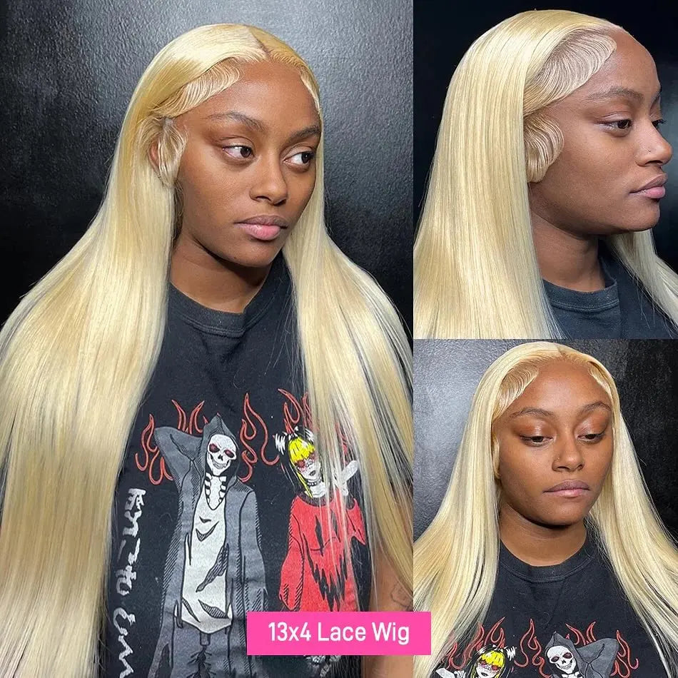 Perruque Lace Front en cheveux humains lisses 613 pré-épilée 13x4 – Perruque blonde 613 avec dentelle HD frontale – Prix de gros