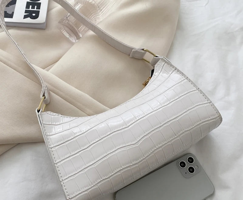 Sacs en cuir PU pour femmes, sac à main à motif d'alligator, petit sac messager sous les bras