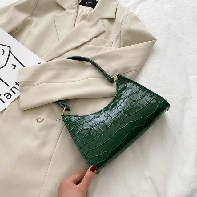 Sacs en cuir PU pour femmes, sac à main à motif d'alligator, petit sac messager sous les bras