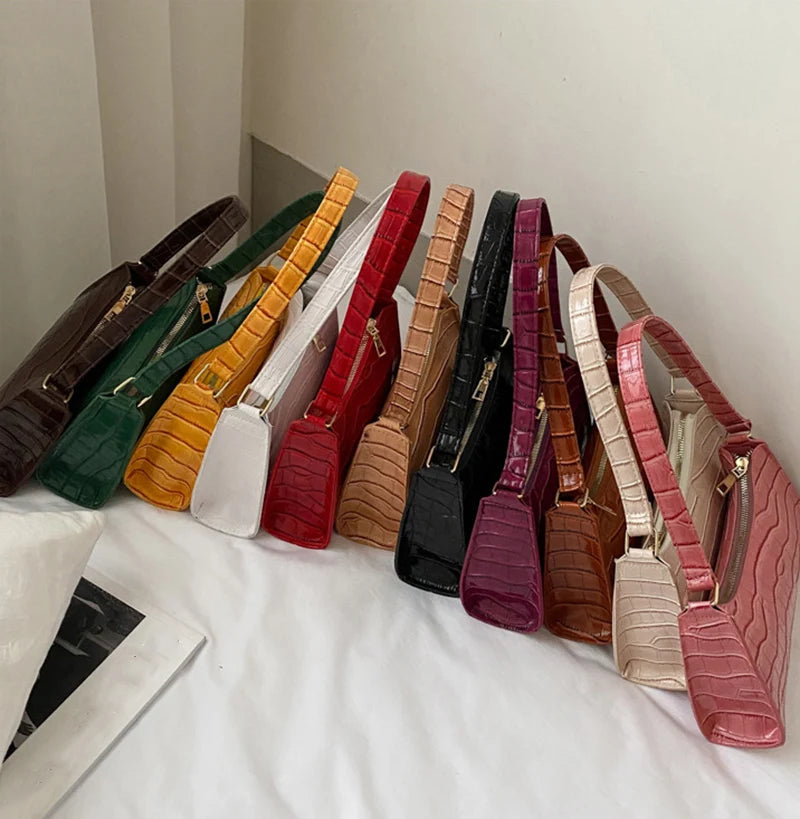 Sacs en cuir PU pour femmes, sac à main à motif d'alligator, petit sac messager sous les bras