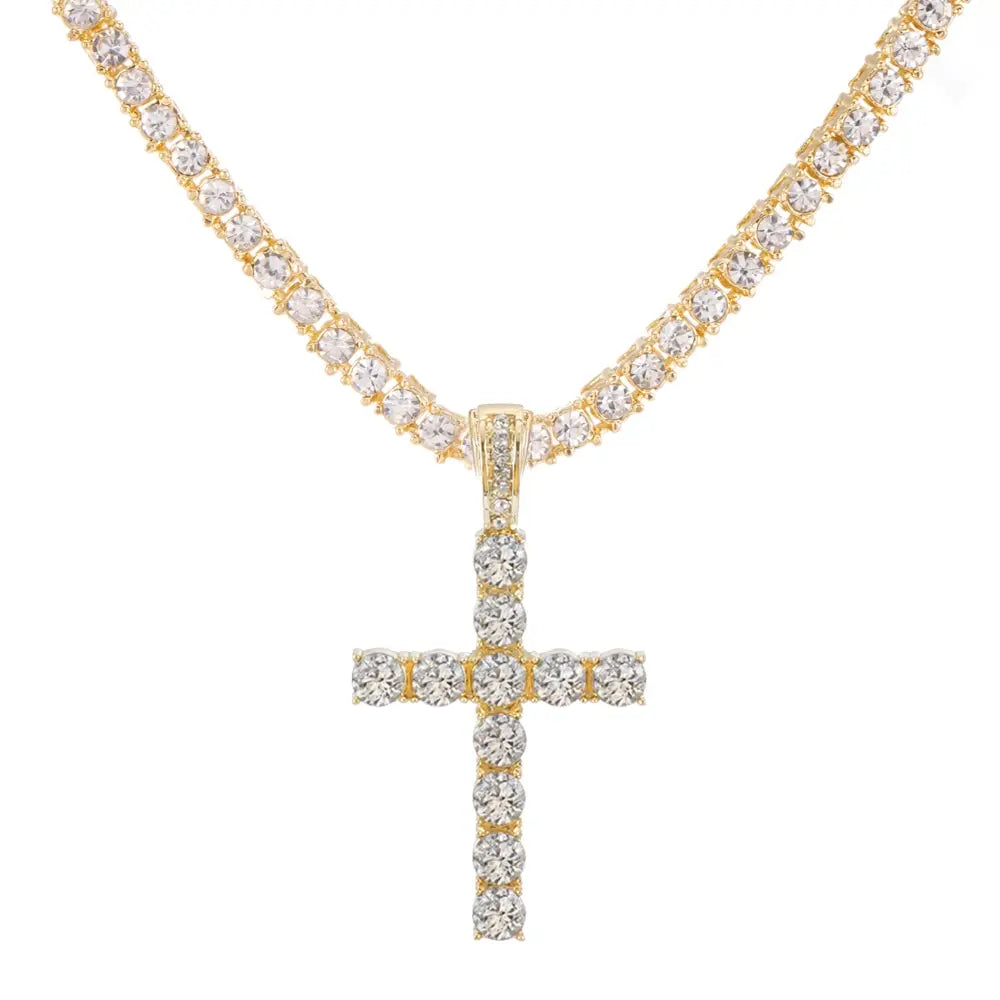 Collier pendentif croix Hip Hop pour hommes et femmes, bijoux scintillants exquis, mode chic et créative, Tennis, 4mm