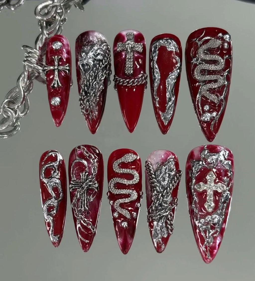Faux ongles amande peints à la main, lot de 10 pièces, personnalisables, pour femme, Press-on tendance