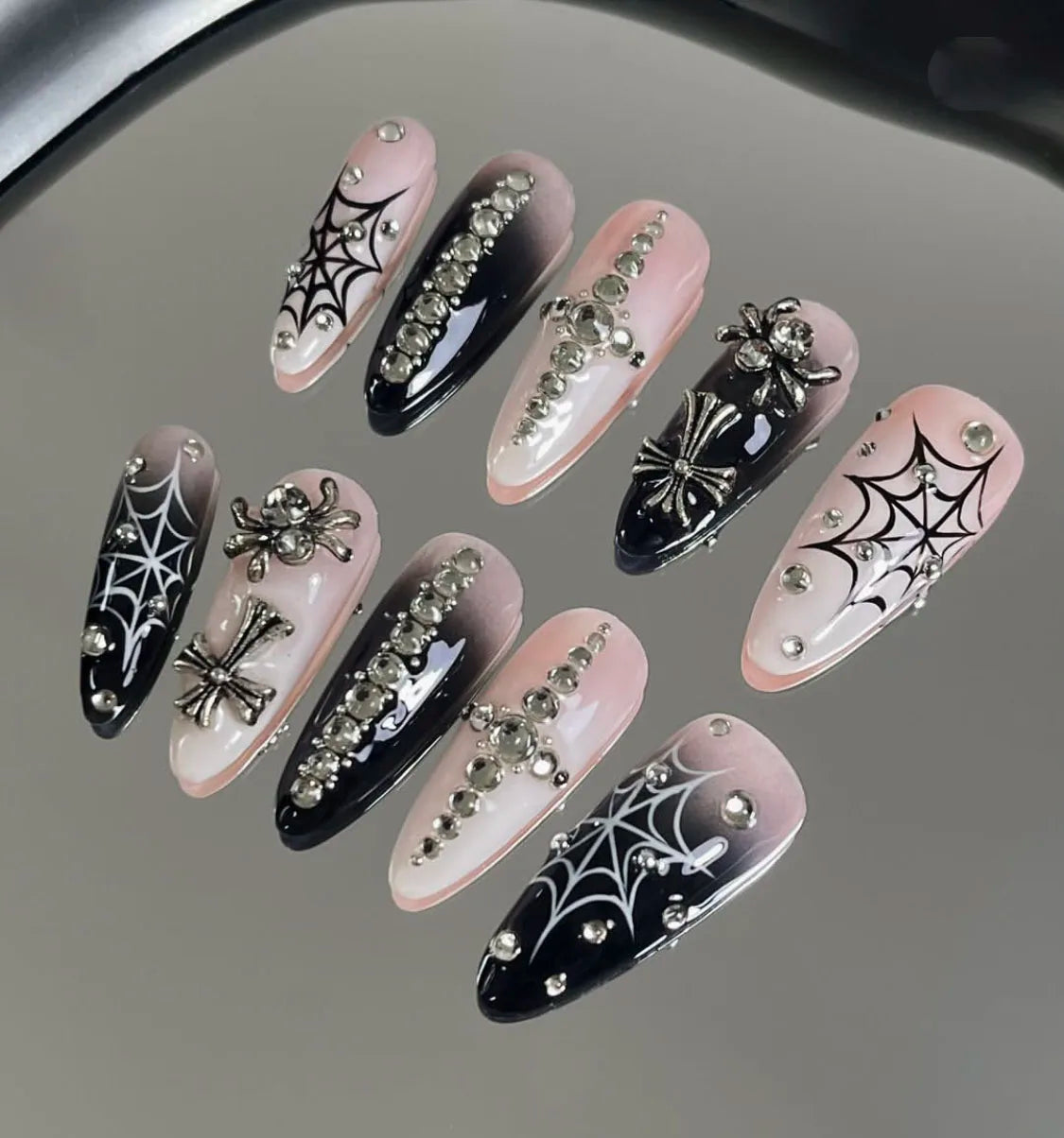 Faux ongles amande peints à la main, lot de 10 pièces, personnalisables, pour femme, Press-on tendance