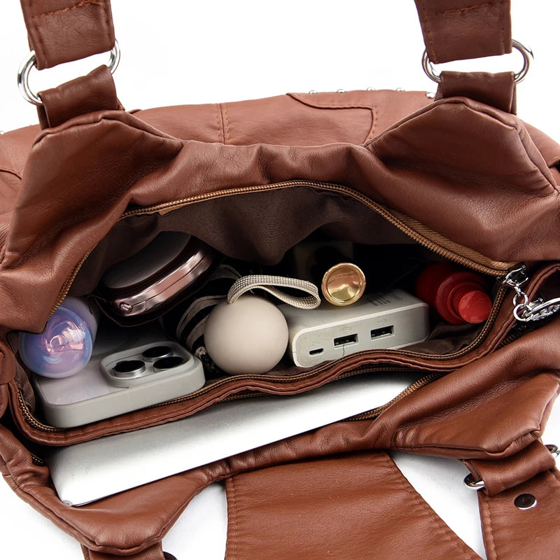 Sac à main rétro tendance avec fermeture éclair, imperméable, grande capacité, au style haut de gamme et luxueux. Sac bandoulière polyvalent et léger pour femme