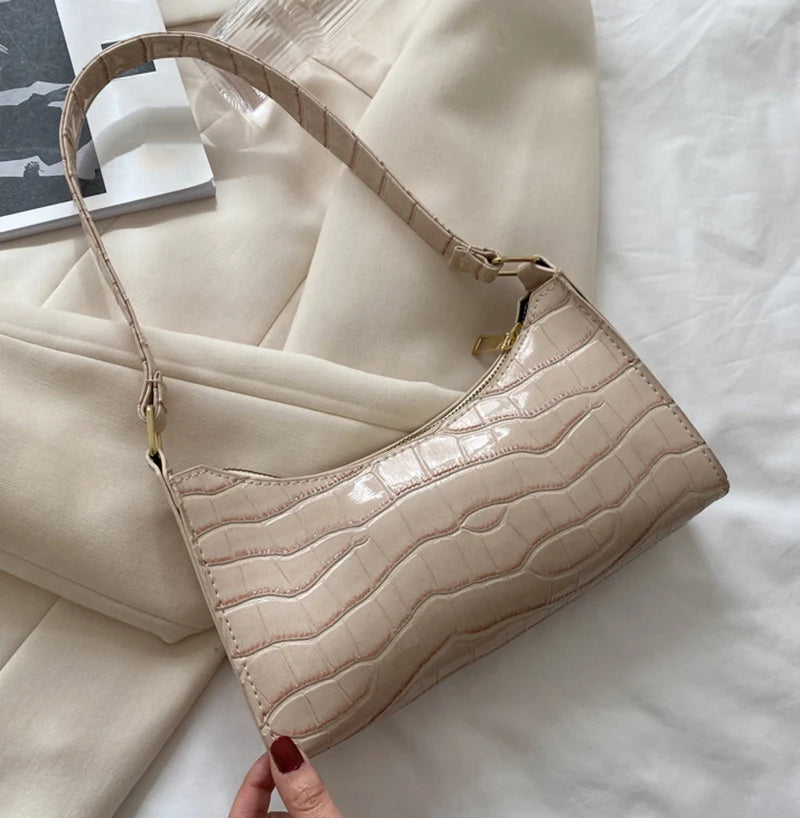 Sacs en cuir PU pour femmes, sac à main à motif d'alligator, petit sac messager sous les bras