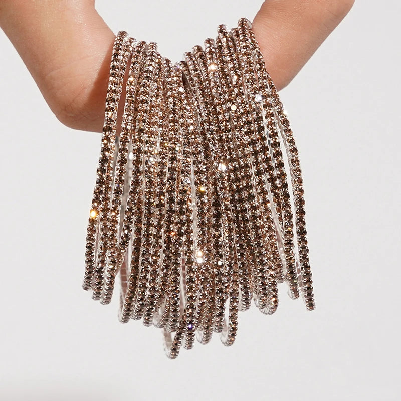 Bracelet élastique en strass et cristal pour femmes, 5 pièces, extensible, empilable, classique, bijoux quotidiens pour femmes