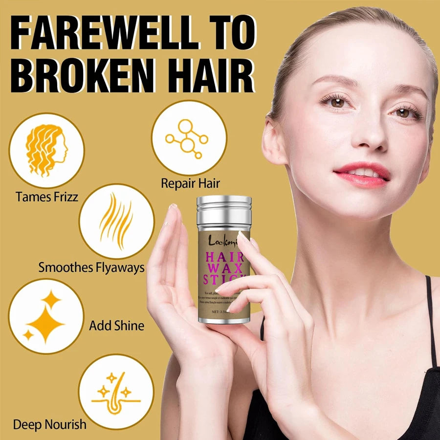 LOCKMIO femmes cheveux cire bâton pour perruques Anti-frisottis points contrôle style cire longue durée lisse cassé dos cheveux pommade crème