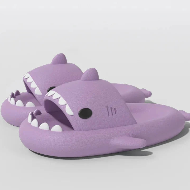 Chaussons à semelle épaisse 4 cm en forme de requin, pour femme et homme. Mules d’intérieur et de salle de bain au design cartoon mignon, chaussures d’été 2024 unisexes, adaptées pour la plage et un usage décontracté.