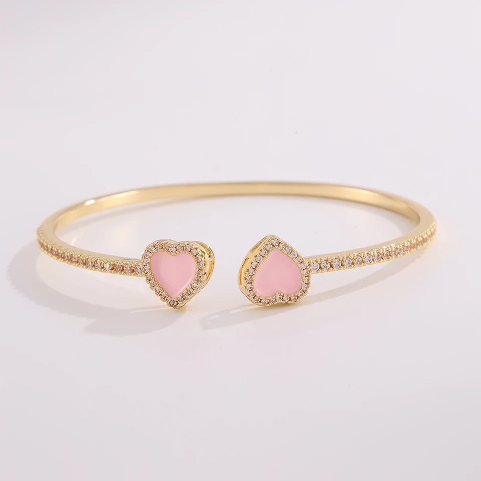 Yupsk – Bracelets empilables en forme de cœur en acrylique rose, 3 pièces/ensemble, pour femmes et filles, bijoux exquis et doux, cadeau