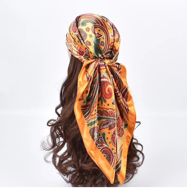 Foulards en soie de haute qualité pour femmes, Hijab carré en Satin, mouchoir uni, châles enveloppants de tête, bandeau féminin, Bandanna islamique