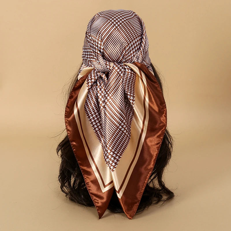 Foulard carré en soie pour femmes, nouveau Design de luxe, Style populaire, quatre saisons, protection solaire, foulard de plage, Hijab, 90x90CM