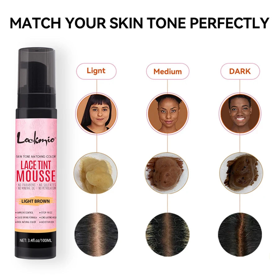 LOCKMIO – teinte naturelle en Mousse de Mousse teintée en Spray pour femmes, 100ML, perruques en maille, colorant Invisible ajusté pour la peau, perruque de Cosplay, brume de teinture