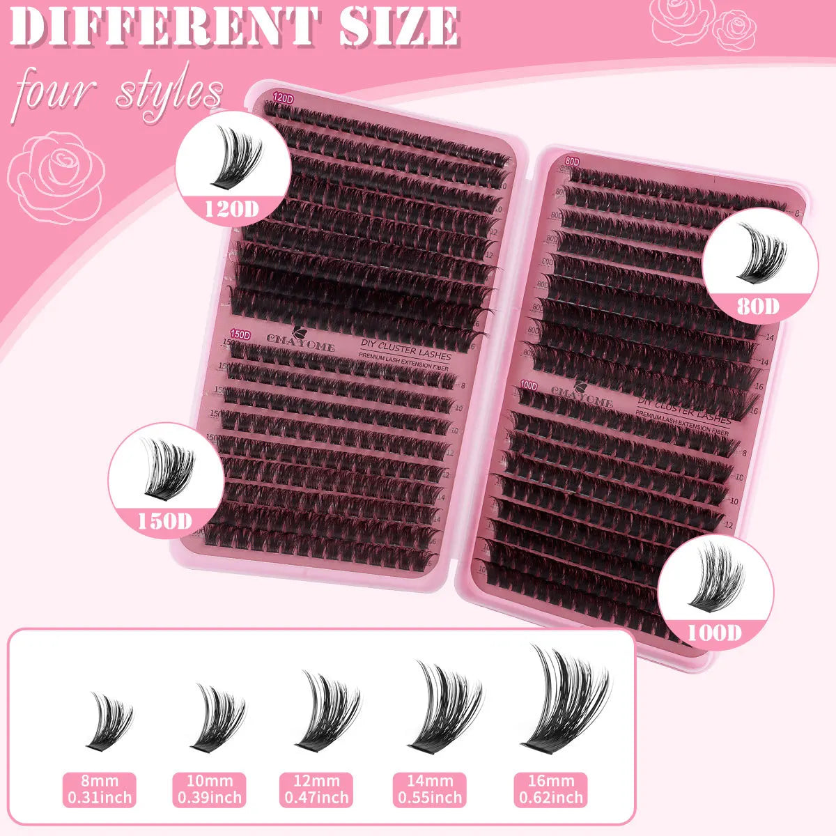 Extensions de cils individuelles, 600 pièces, épaisses et moelleuses, 30D/100D, longueur mixte, bricolage, pour une Application et un retrait faciles