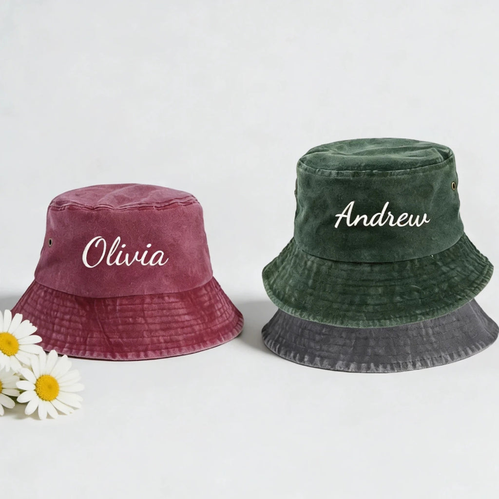 Chapeau Bob Personnalisé avec Logo Brodé, Casquette de Soleil Vintage pour l'Été et les Activités de Plein Air