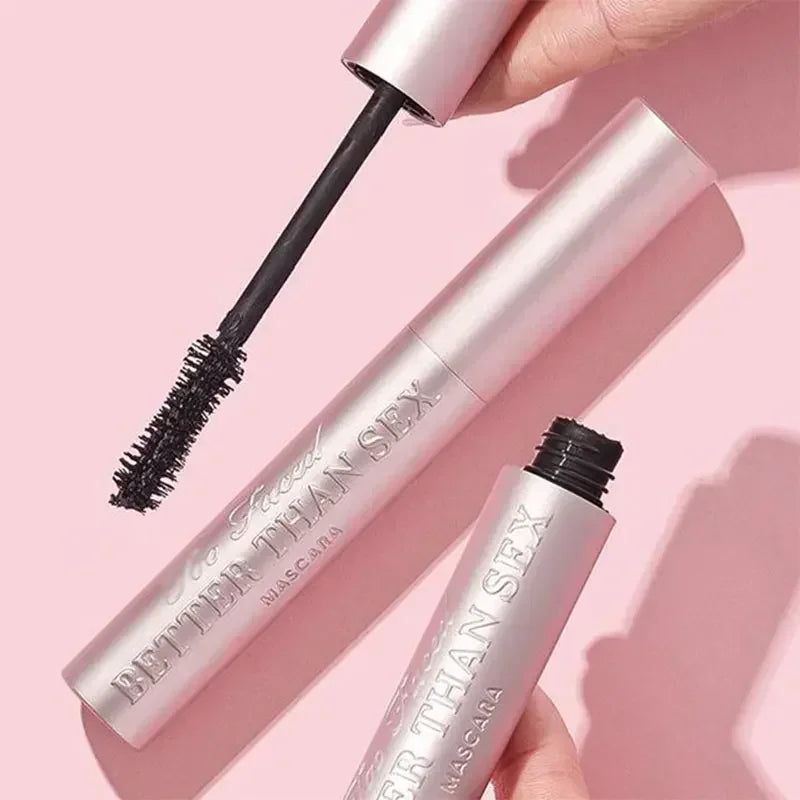 TooFaced BetterThanSex mascara imperméable à l'eau pour les grands yeux, maquillage lisse, nourrissant, résistant à la transpiration, touffu, long volume, rose, aluminium, 8ml