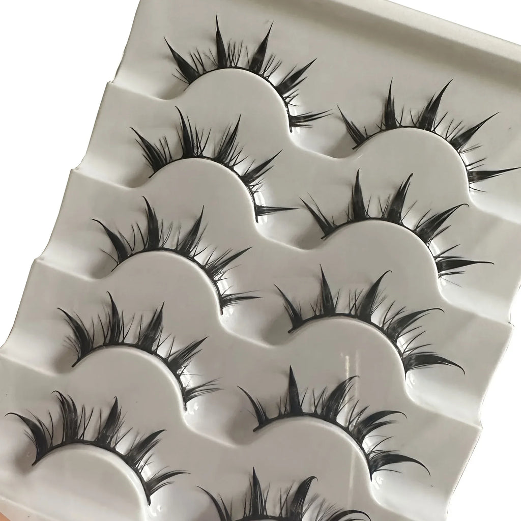Faux cils d'inspiration d'anime, 5 paires de faux cils d'oeil de dessin animé, aspect dramatique, style démon, volumateur et allongement