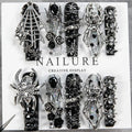 Faux ongles gothiques foncés faits à la main, motif crâne d'araignée, résistants, longs et détachables, style gothique