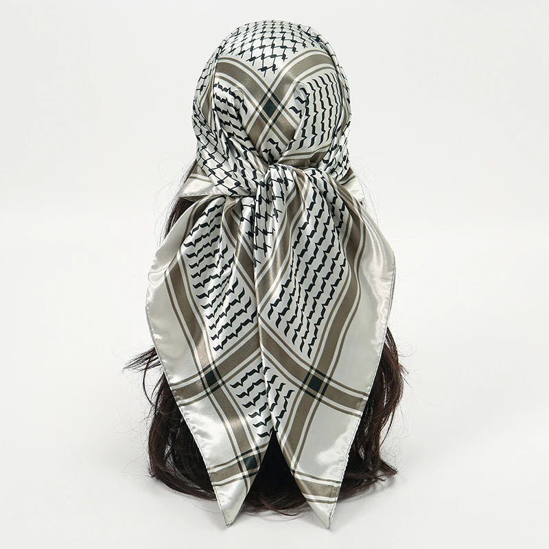 Foulard carré en soie pour femmes, nouveau Design de luxe, Style populaire, quatre saisons, protection solaire, foulard de plage, Hijab, 90x90CM