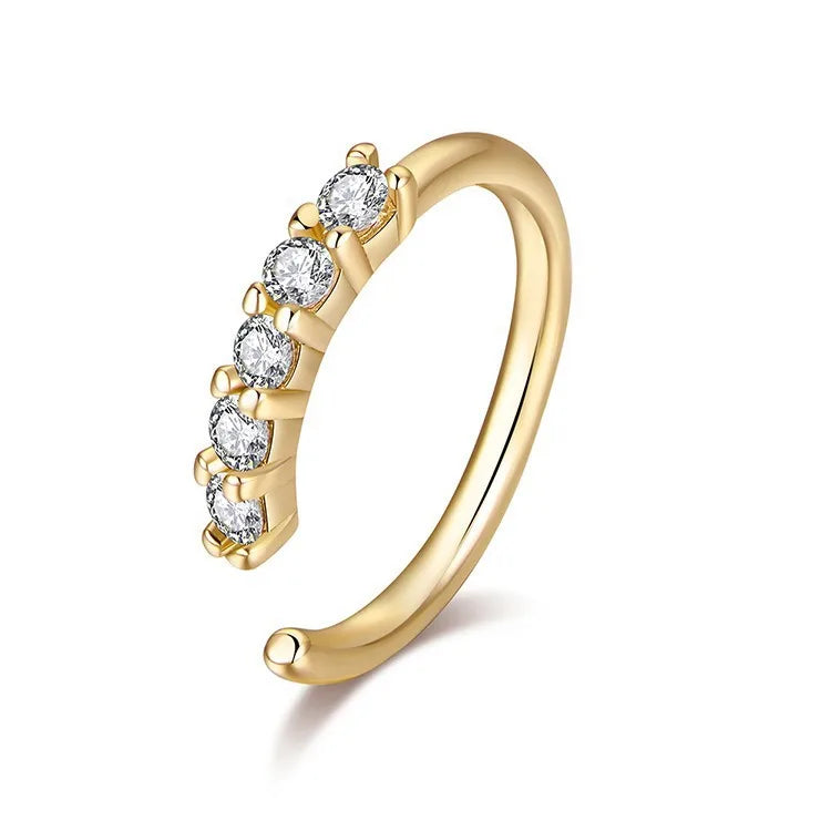 Anneaux de nez en Zircon miniatures à une rangée pour femmes, perceuse Fine exquise avec ouverture de perceuse, faux Piercing de nez, bijoux
