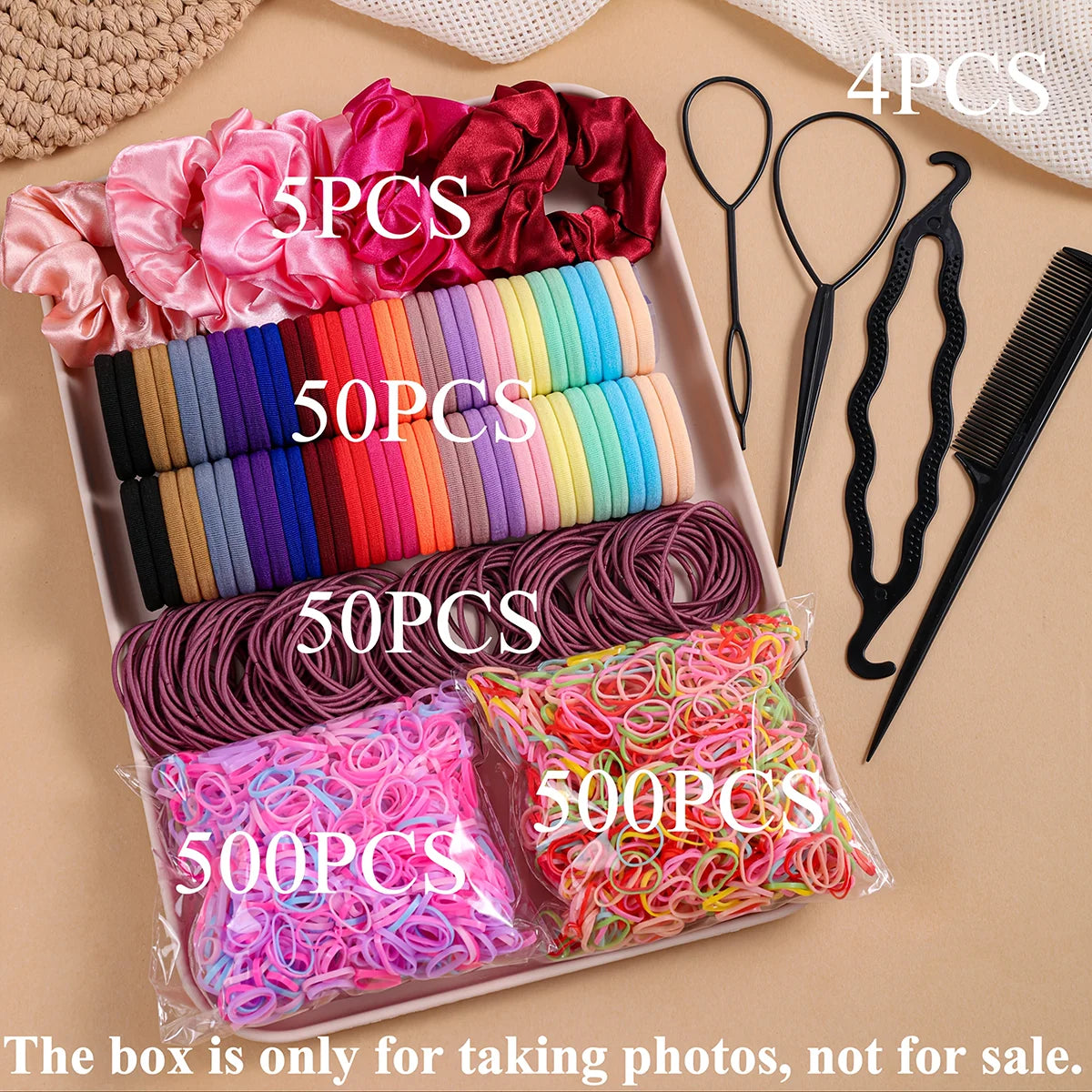 1109 pièces femmes cheveux foncés accessoires ensemble élastique sans couture queue de cheval chouchous petites bandes de caoutchouc mode cheveux cravates bandeaux