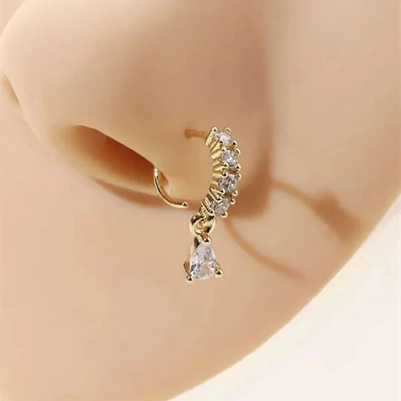 Cristal Zircon décor nez anneau cerceau pour femmes Piercing Nariz Cartilage boucles d'oreilles pendantes nez Piercing Septum bijoux