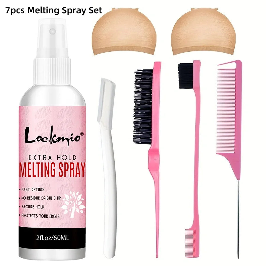 LOCKMIO – Spray de fusion pour perruque Lace Wig, adhésif avant Invisible, grille de toupet à séchage rapide, colle pour Installation de perruques, Kit d'outils de coiffure