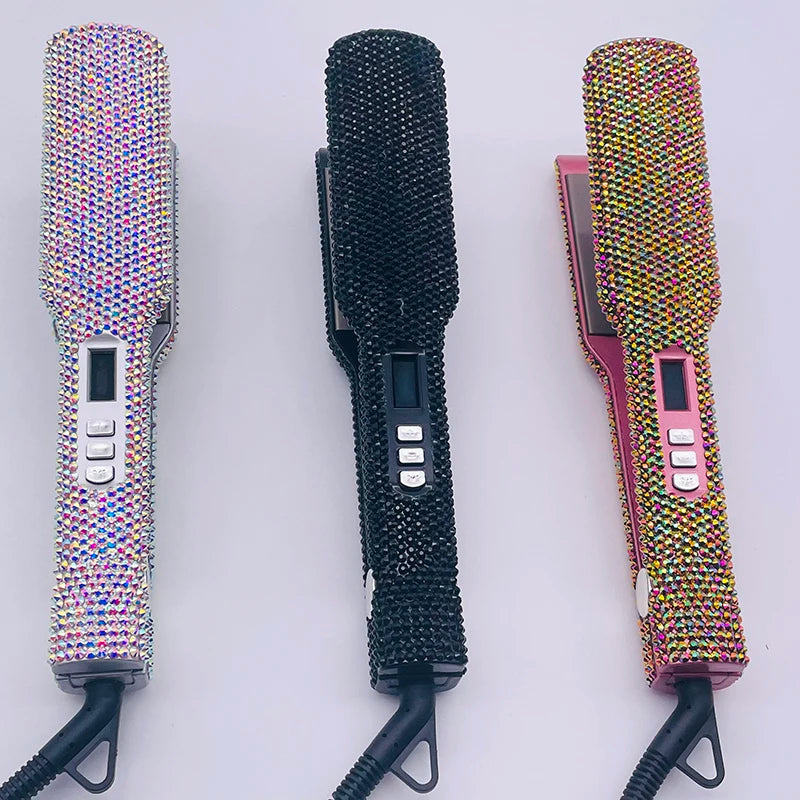 Fer à lisser Plancha Para Cabello 2 pouces fer plat avec strass professionnel titane fer à lisser chauffage 480 ℉