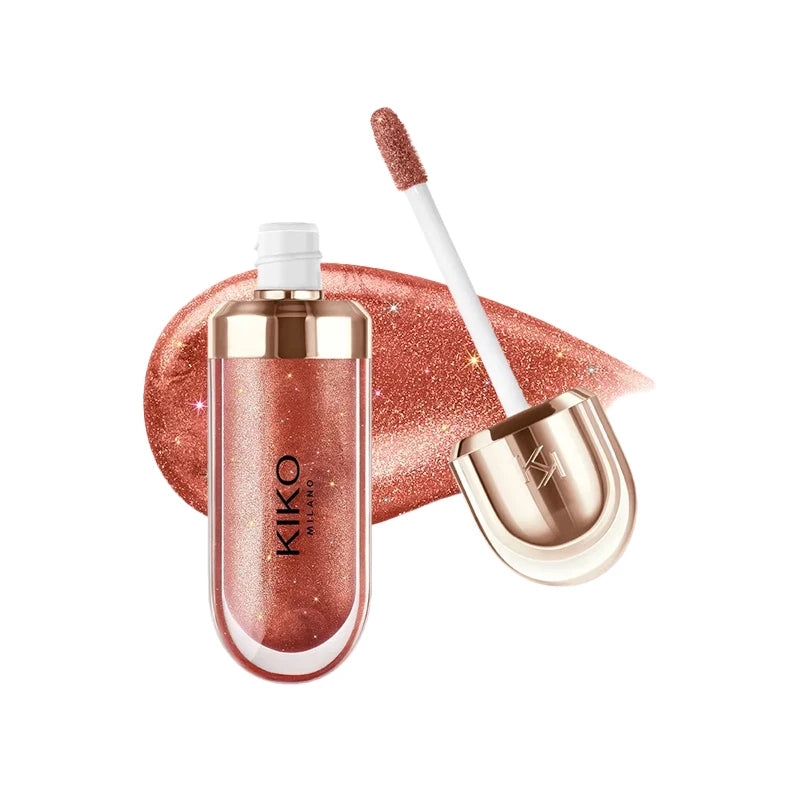 Kiko Original Gloss à lèvres effet miroir 3D, waterproof, longue tenue et anti-transfert, couleur douce couleur pâte de haricot, rouge brillant fin et charmant
