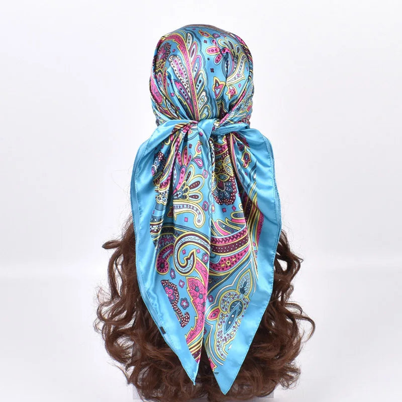 Foulards en soie de haute qualité pour femmes, Hijab carré en Satin, mouchoir uni, châles enveloppants de tête, bandeau féminin, Bandanna islamique