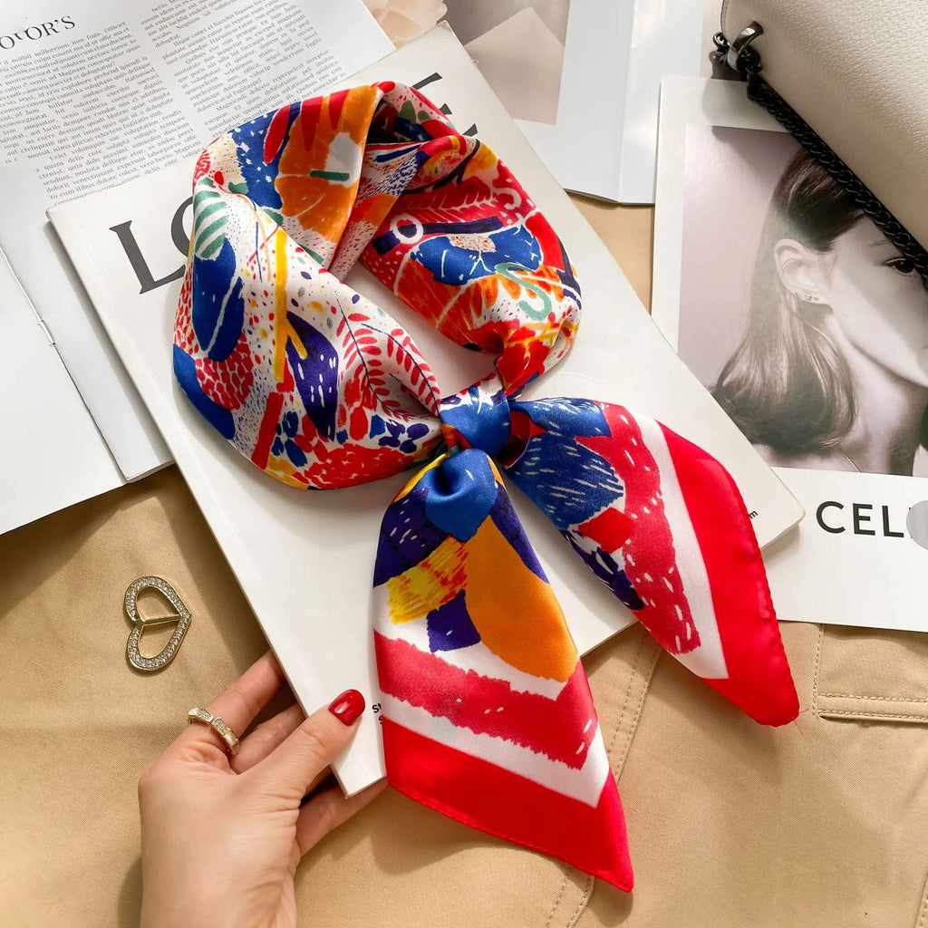 Écharpe Pashmina en soie imprimée pour femmes, châle carré, bandeau décoratif, Design de luxe, Bandana, nouvelle mode 70x70cm, 2026