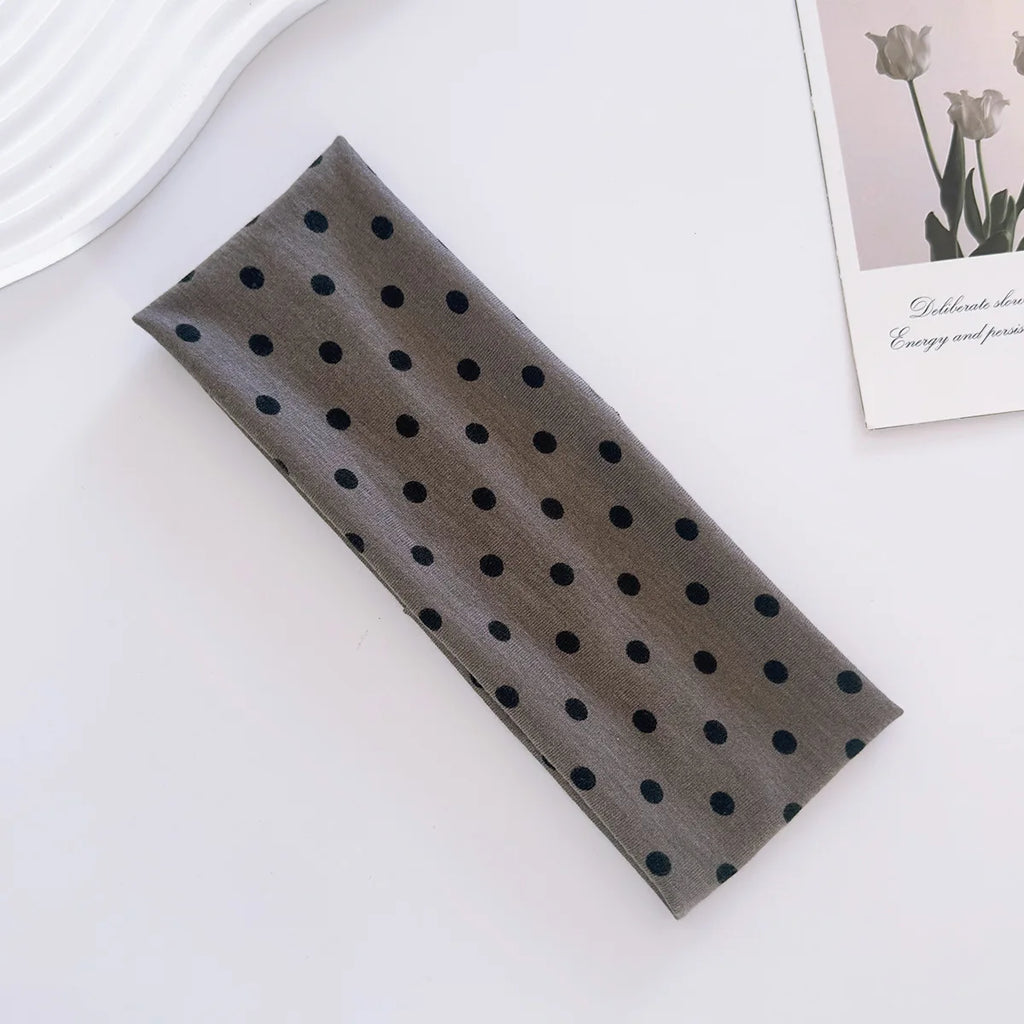 1 bandeau élastique à pois pour le yoga – Bandeau de maquillage à motif de points tendance, bandeau absorbant la transpiration pour le sport et le fitness