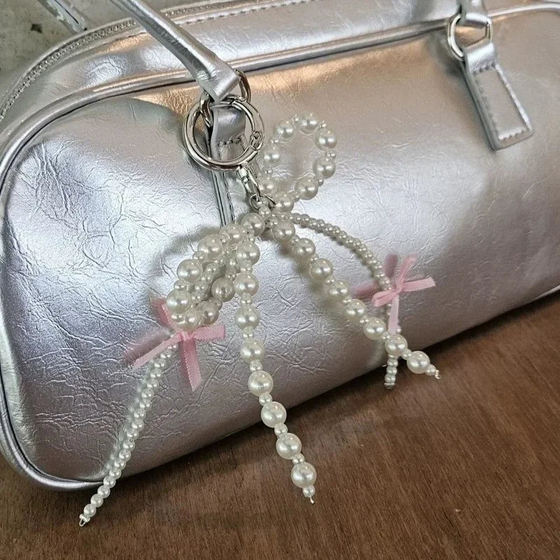Nouveau Porte-clés Coréen Tendance 2026 avec Nœud Perlé et Pendentif Cœur, Style Y2K Esthétique Ins, Accessoire de Sac pour Fille