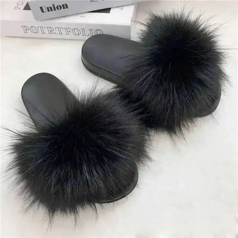 Chaussons d’été pour femme, mules fourrées d’intérieur. Tongs plates en peluche, sandales confortables et moelleuses pour femme, chaussures d’intérieur décontractées et douces pour la maison.