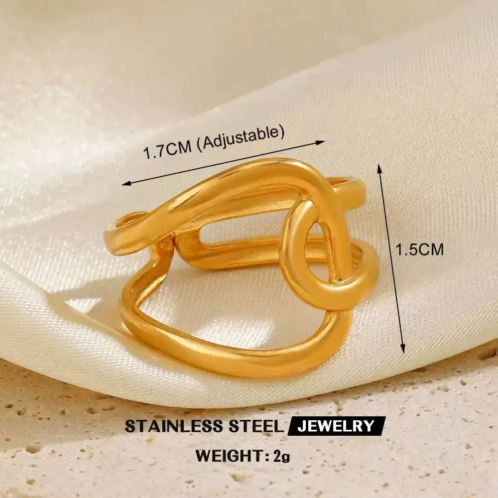 Bague en forme de cœur en acier inoxydable pour femmes, couleur or, anneau creux en métal, Bijoux étanches, cadeau pour petite amie